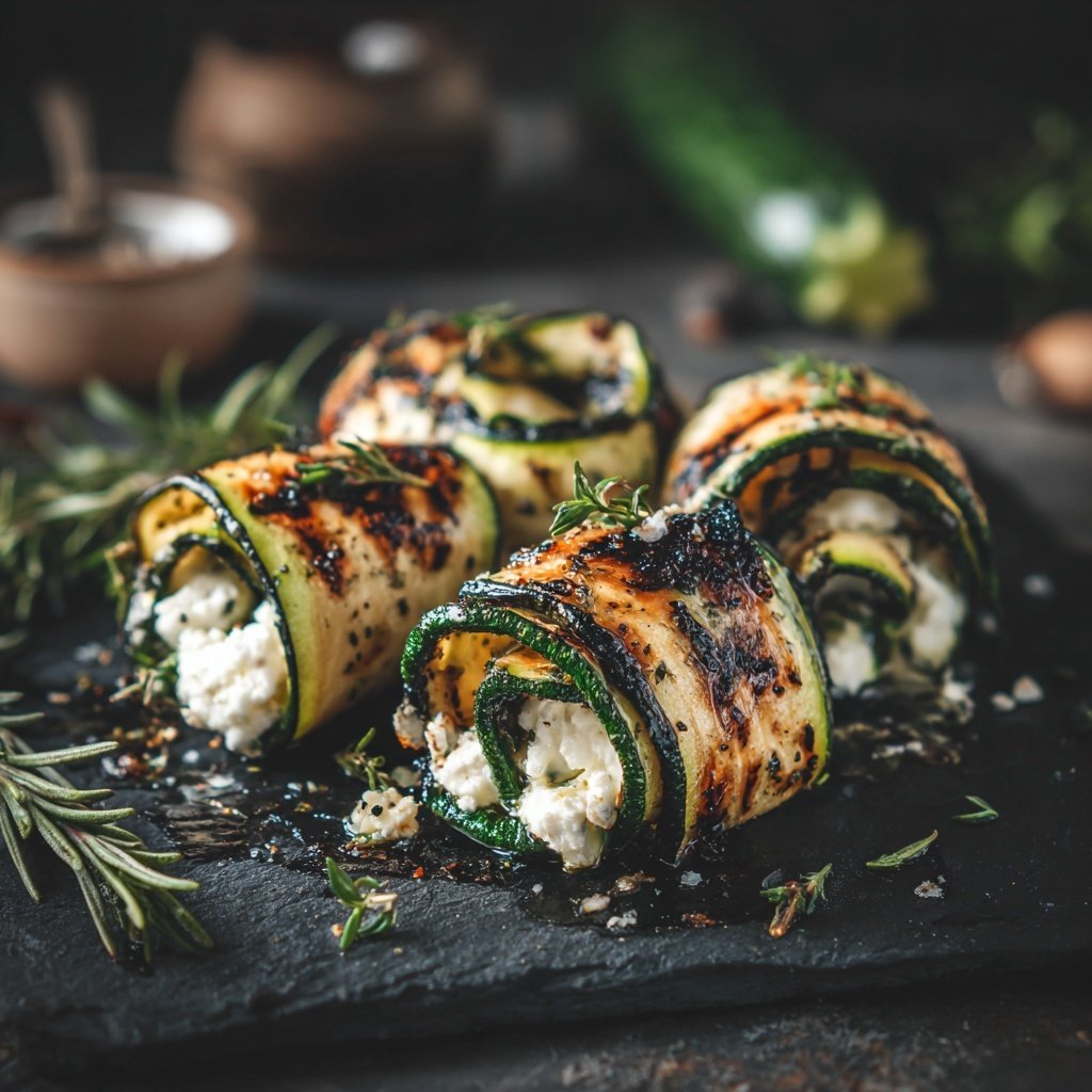 Gegrillte Zucchini Röllchen Mit Frischkäse