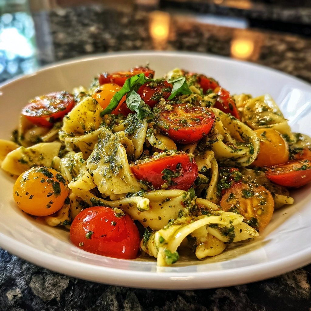 Mediterraner Nudelsalat Mit Pesto