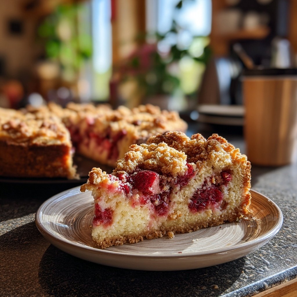 Erdbeer Streuselkuchen Mit Mandeln